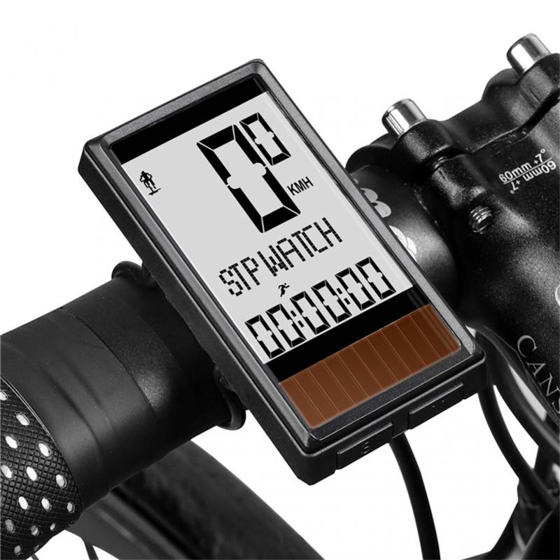 Wireless Solar Power Bicycle Computer Code Table Mountain Road Bike Big Letter Code Table Five Languages Waterproof Speedometer