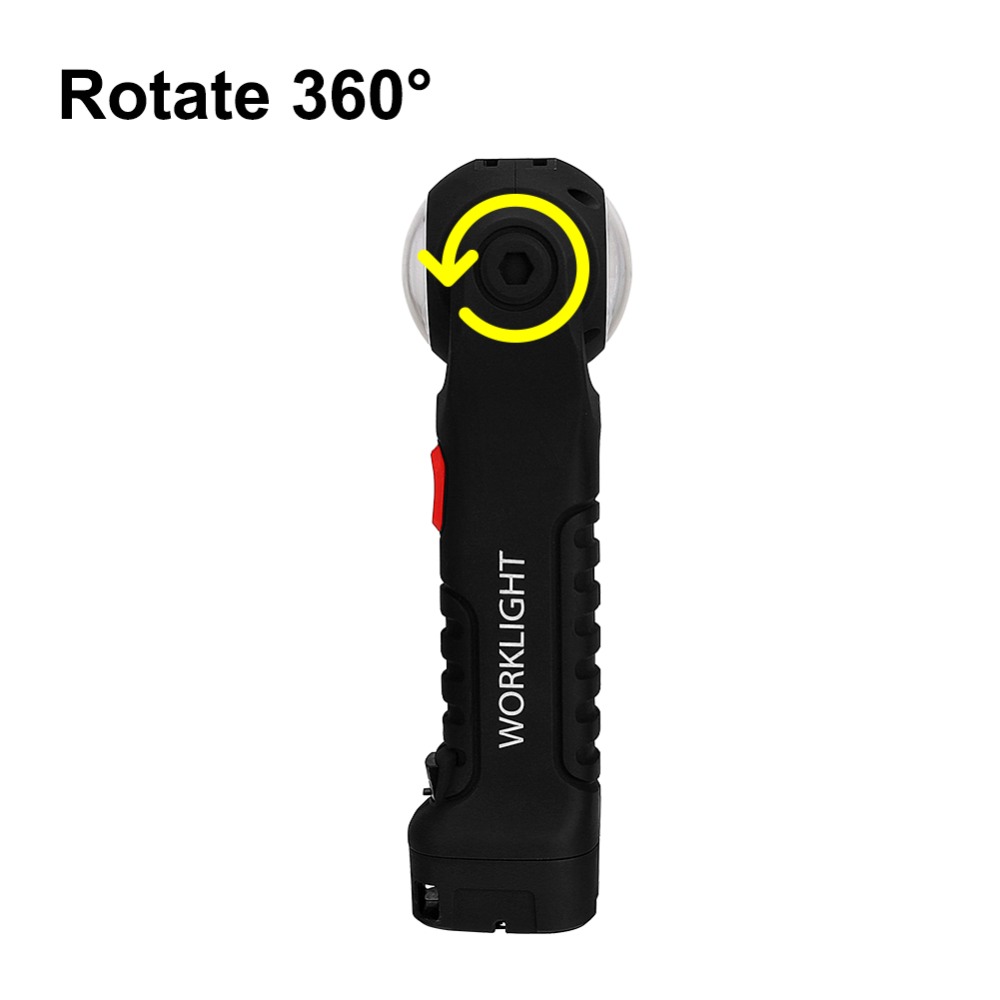 Portable XPE+COB LED Flashlight 360 Degree Rotating Lamp Head Torch Rechargeable Work Light Lantern 7 Modes Lamp Pocket Light