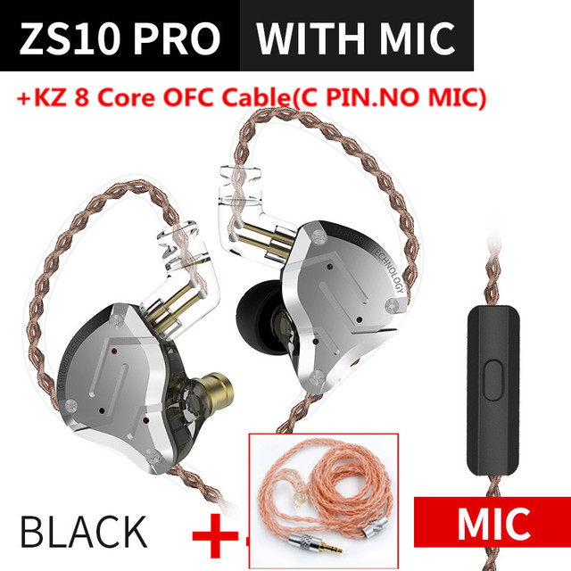 KZ ZS10 Pro 4BA+1DD Metal Headset Hybrid 10 drivers HIFI Bass Earbuds In Ear Monitor Sport Noise Cancelling Earphones KZ ZAX ZSX