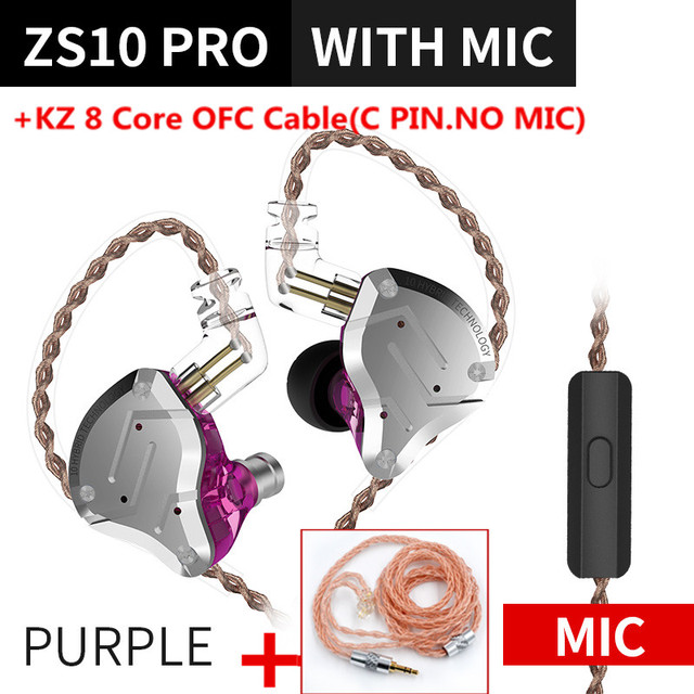 KZ ZS10 Pro 4BA+1DD Metal Headset Hybrid 10 drivers HIFI Bass Earbuds In Ear Monitor Sport Noise Cancelling Earphones KZ ZAX ZSX