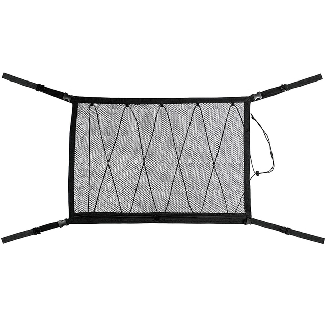 Car Ceiling Roof Interior Cargo Zipper Net Universal Storage Net Bag Sundries Organizer Adjustable Mesh Pocket For Van SUV