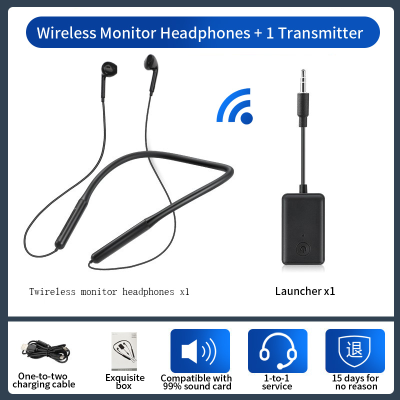 2.4G Wireless Monitor Headphone Professional Hanging Neck Sport Broadcast Headset Earphone In Ear Studio Earpiece GM-01S