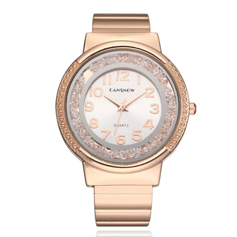 Women's Bracelet Watch Quartz Wristwatch Rhinestone Crystal Fashion Rose Gold Casual Girl Jewelry Bracelet Clock
