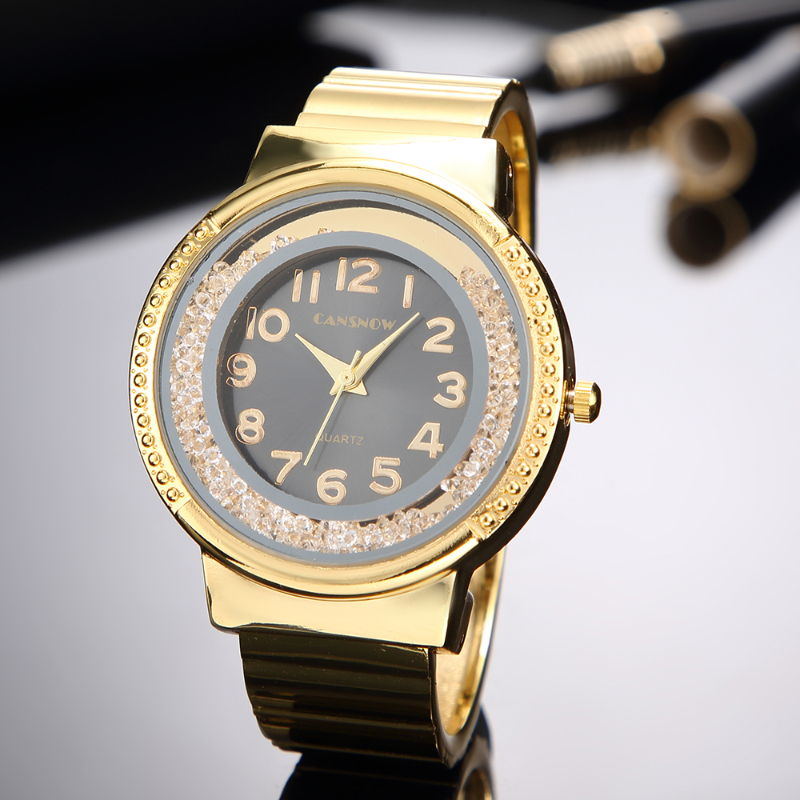 Women's Bracelet Watch Quartz Wristwatch Rhinestone Crystal Fashion Rose Gold Casual Girl Jewelry Bracelet Clock