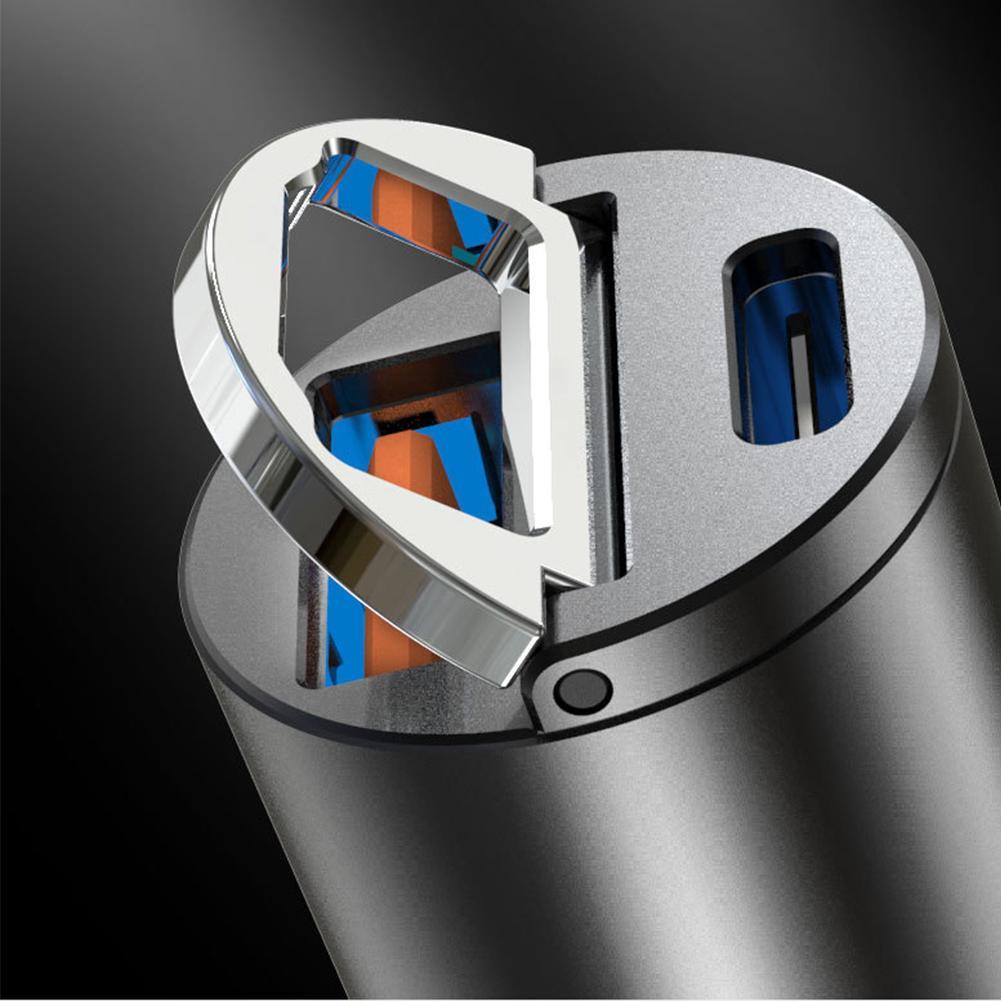 30W Mini Stealth Car Adapter QC3.0 Quick Charge Type C PD Charger QC/PD Car Fast Charger With Pull Auto Electronic Accessories