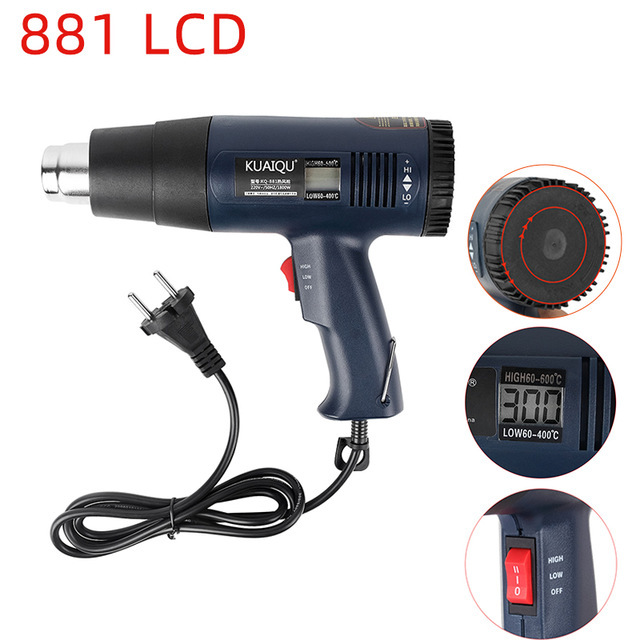 220V Digital Electric Hot Air Gun Temperature-controlled Building Hair dryer Heat gun Soldering Tools Adjustable