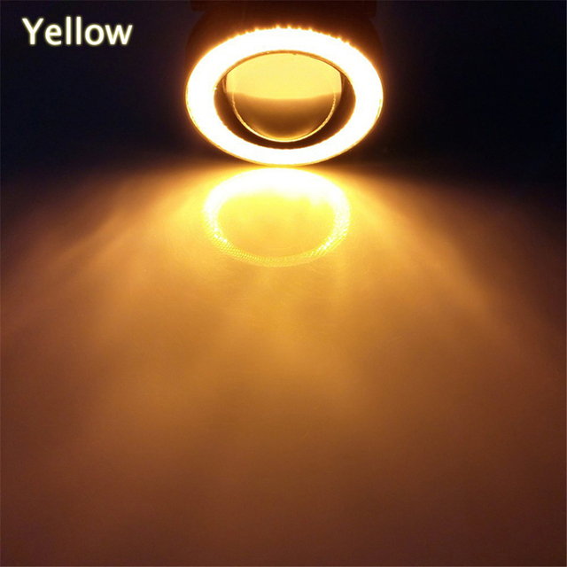 2pc 12V Universal COB LED DRL Driving Lights White Blue Pink Yellow Green Red Angel Eyes Fog Lamp 3.5"89mm