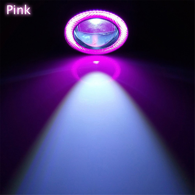 2pc 12V Universal COB LED DRL Driving Lights White Blue Pink Yellow Green Red Angel Eyes Fog Lamp 3.5"89mm