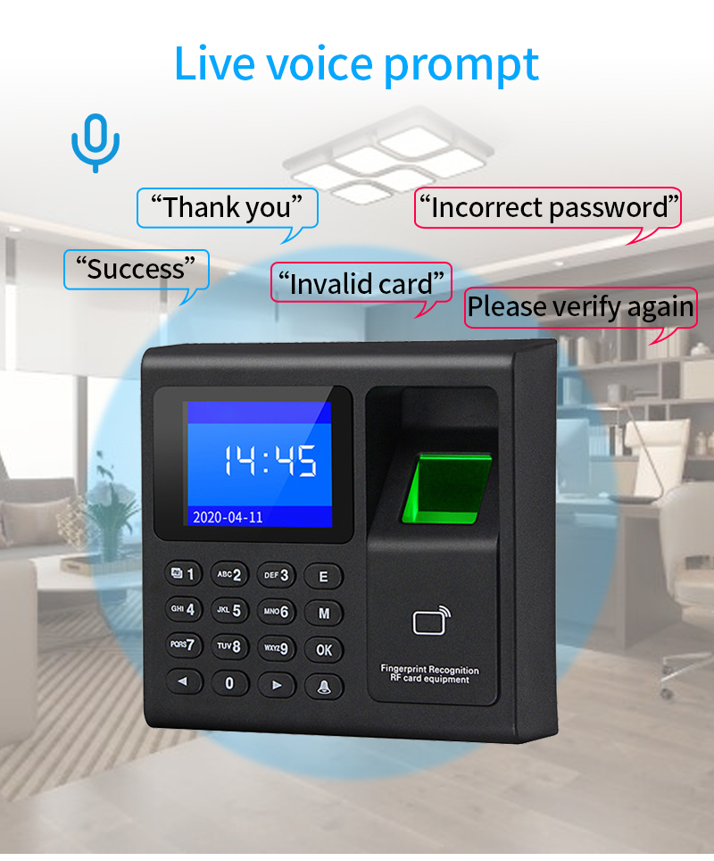 Biometric Fingerprint Scanner RFID Access Control System 1000 Users USB Time Recorder Attendance Machine for Factory Office