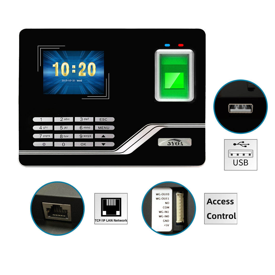 Attendance System Fingerprint TCPIP USB Password Access Control Office Time Clock Employee Recorder Device Biometric Machine