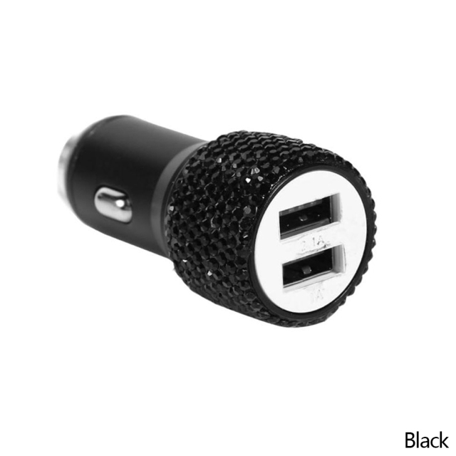 Dual USB Car Cigarette Lighter Car Charger Adapter Rhinestones Crystal Charger USB Plug Bling Car Accessories