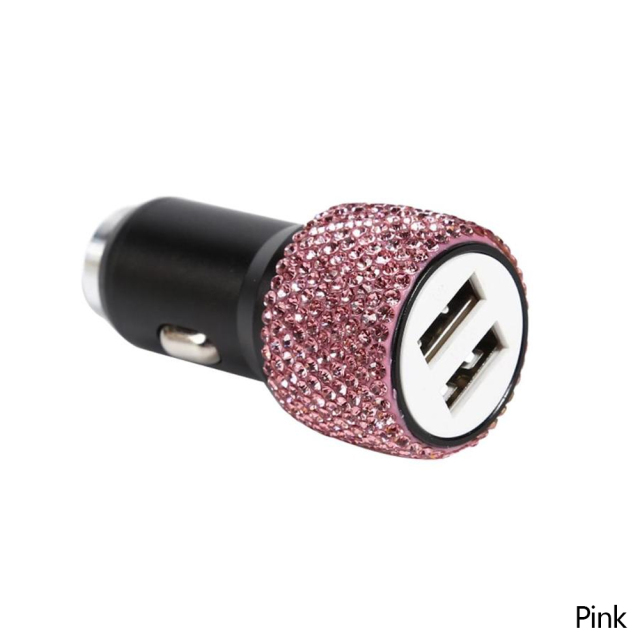 Dual USB Car Cigarette Lighter Car Charger Adapter Rhinestones Crystal Charger USB Plug Bling Car Accessories