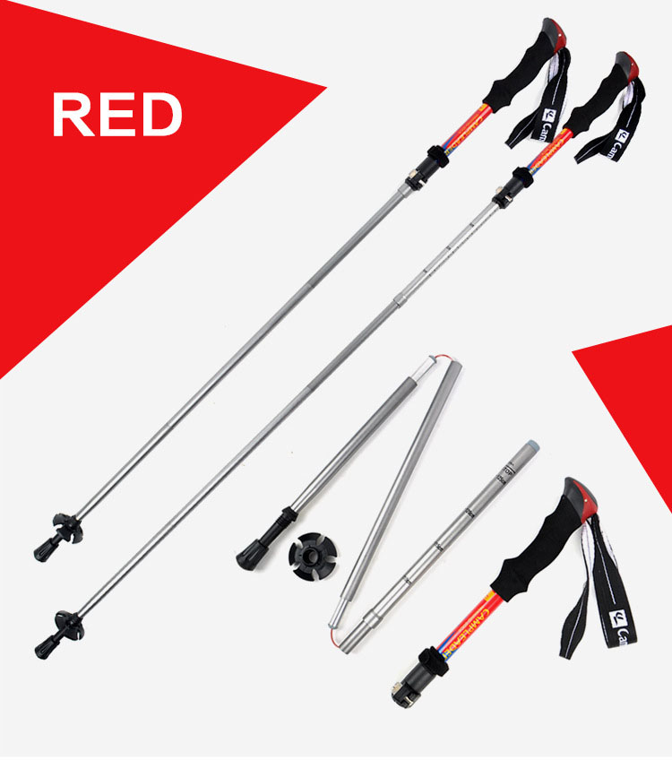 New 5 Section Folding Walking Stick Hiking Accessories Folding Carbon Climbing Stick Trekking Pole Telescopic Baton