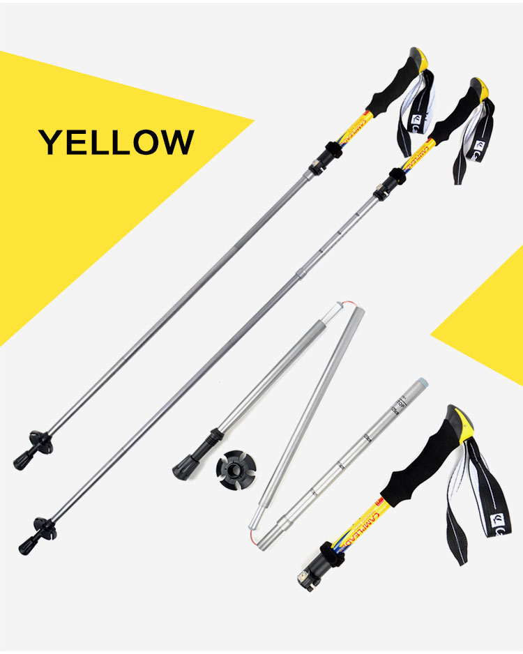 New 5 Section Folding Walking Stick Hiking Accessories Folding Carbon Climbing Stick Trekking Pole Telescopic Baton