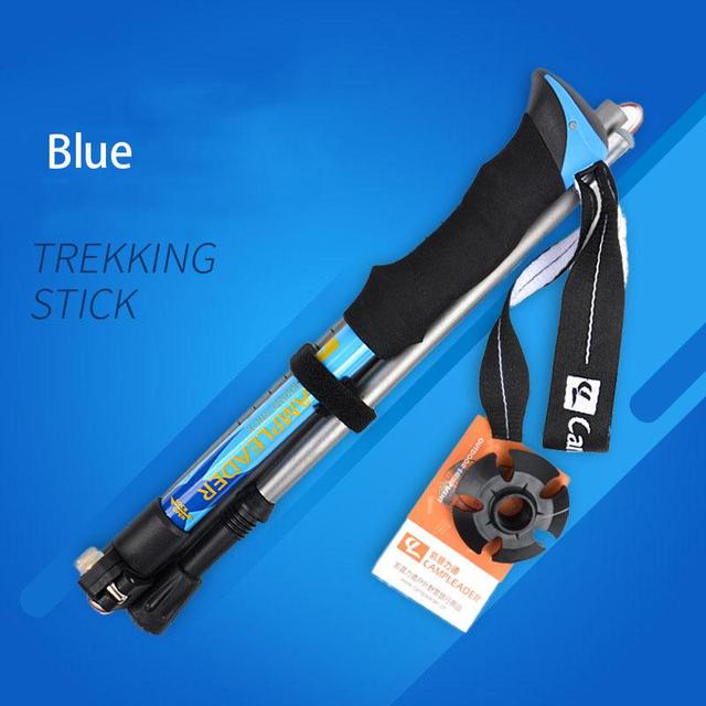 New 5 Section Folding Walking Stick Hiking Accessories Folding Carbon Climbing Stick Trekking Pole Telescopic Baton