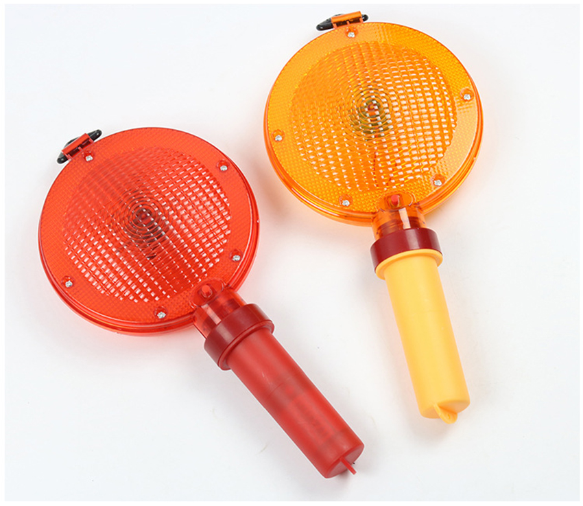 Handheld LED Barricade Light Signal Traffic Safety Light Emergency Strobe Warning Light with Ring for Hanging, Red/ Yellow