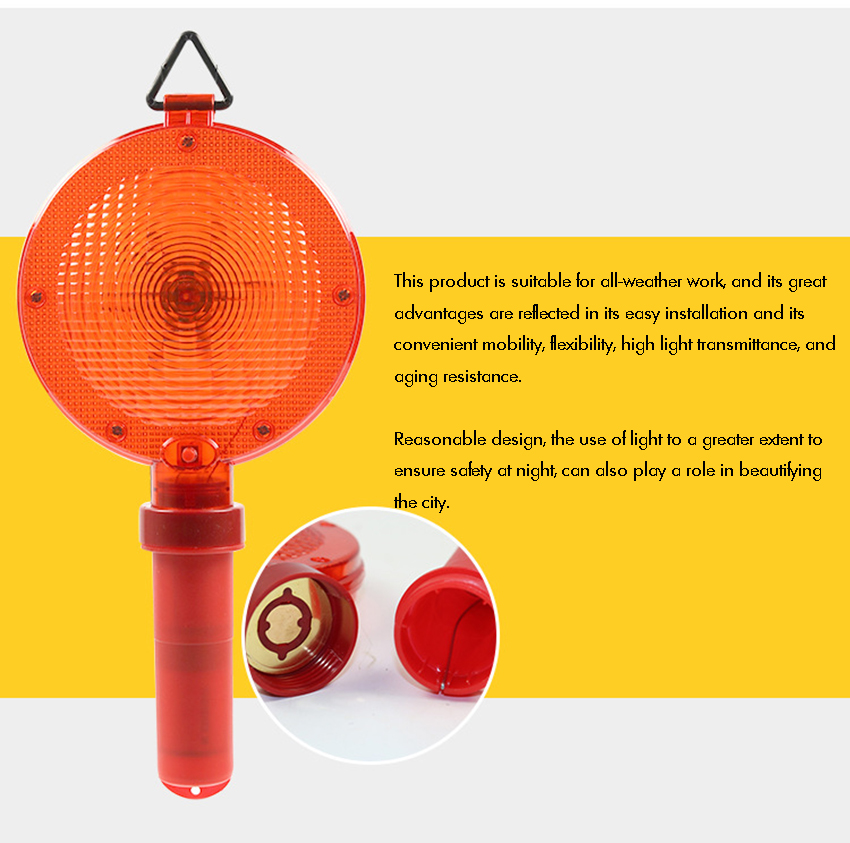 Handheld LED Barricade Light Signal Traffic Safety Light Emergency Strobe Warning Light with Ring for Hanging, Red/ Yellow