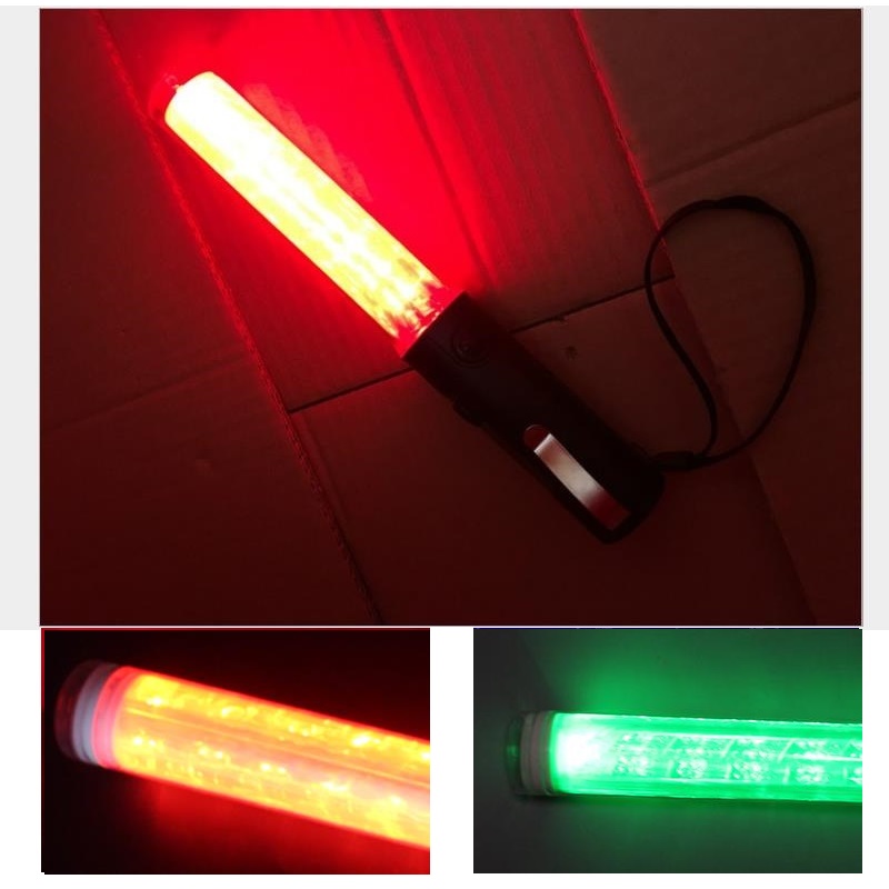 26cm Rechargeable LED Explosion Mutual Flash Red Shift Blue/Green Traffic Command Emergency Fluorescent Luminous Warning Baton