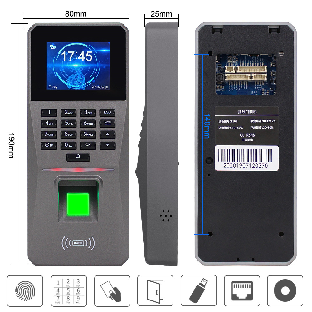 2.4inch TCP/IP/USB Biometric RFID Fingerprint Access Control System Electronic Time Clock Attendance Machine