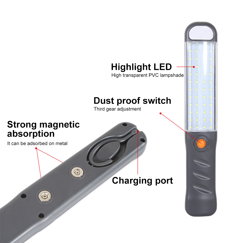 High Brightness Garage LED Work Light Dimmable Lightweight Car Repair Emergency Hand Torch USB Rechargeable Inspection Magnetic