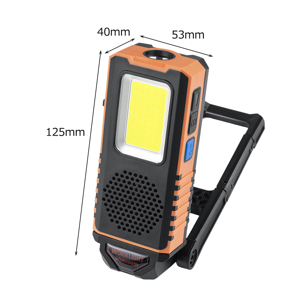 Magnetic COB Work Light USB Rechargeable LED Flashlight Portable Lantern Camping Light Power Bank Lamp With Bluetooth Function