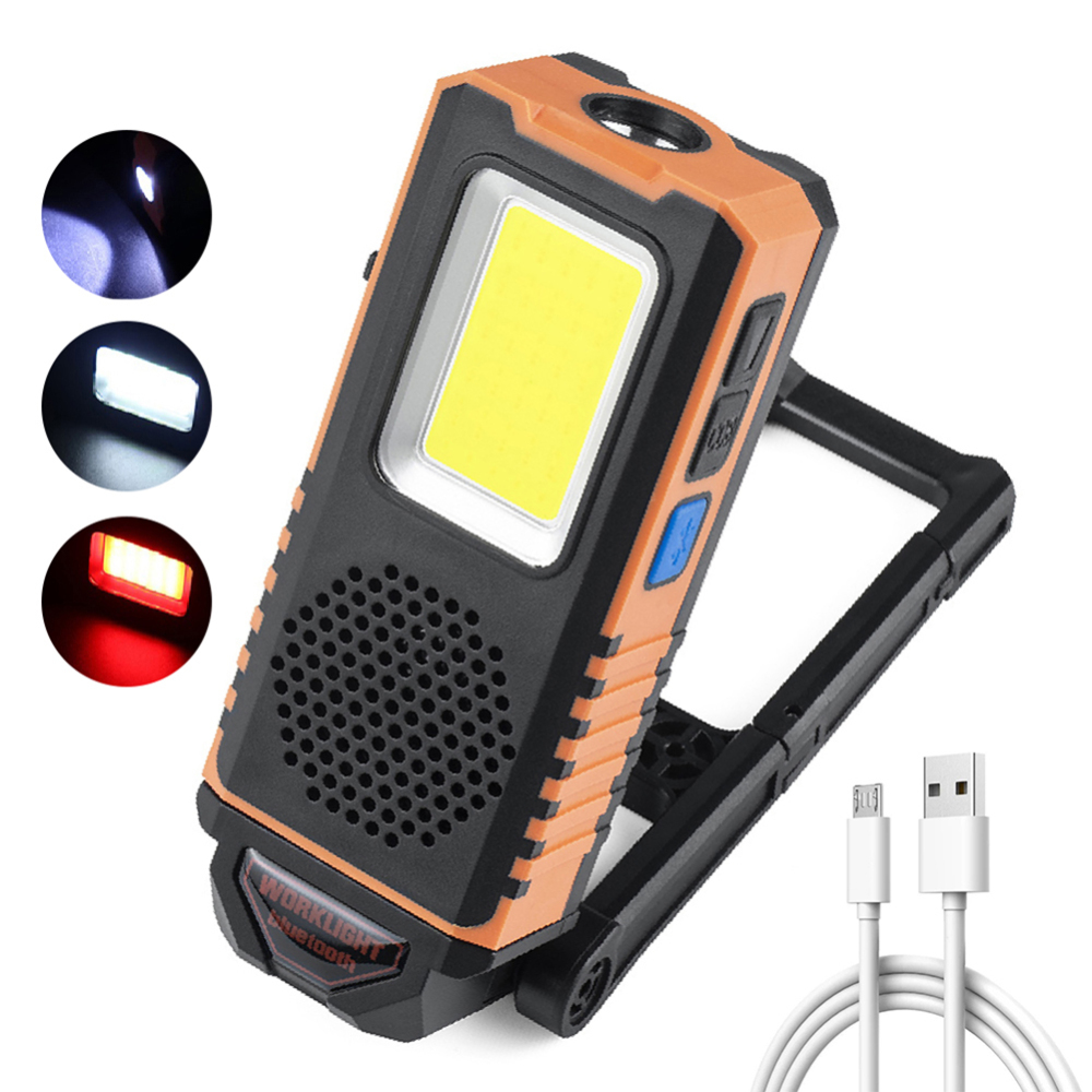 Magnetic COB Work Light USB Rechargeable LED Flashlight Portable Lantern Camping Light Power Bank Lamp With Bluetooth Function