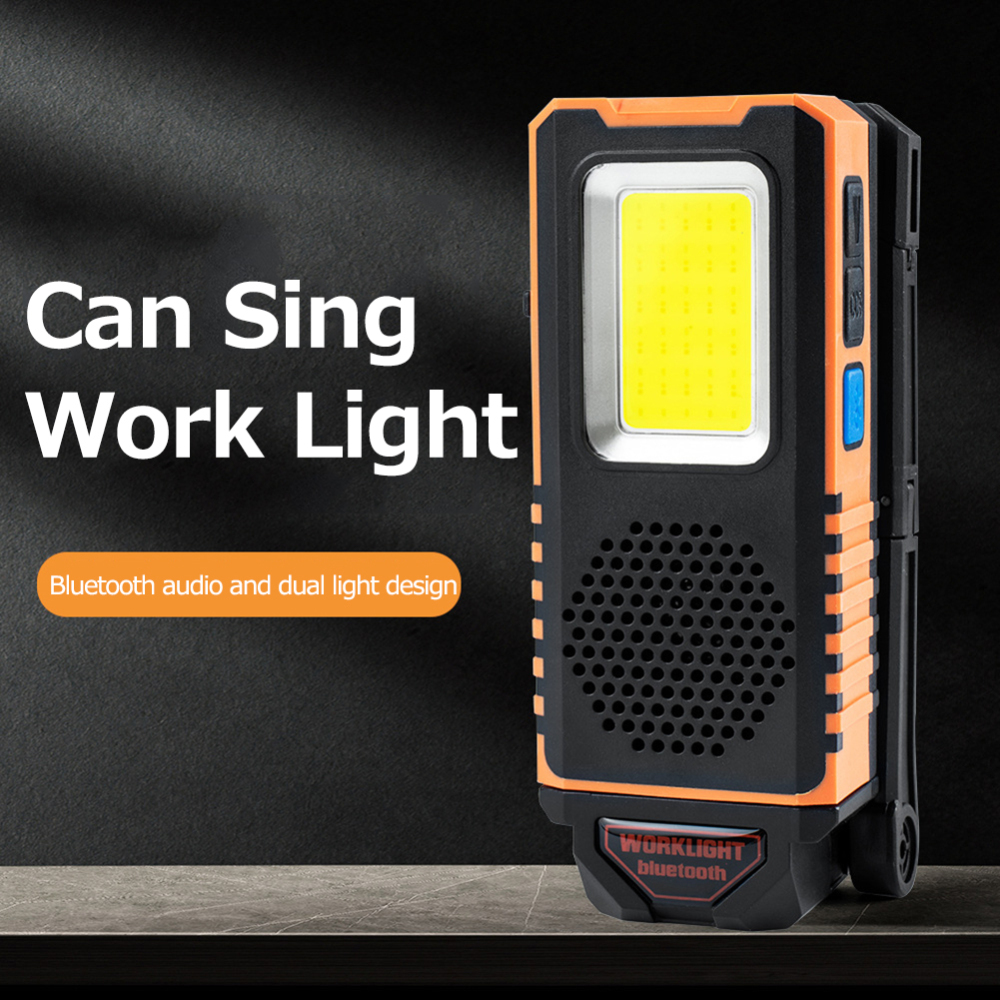 Magnetic COB Work Light USB Rechargeable LED Flashlight Portable Lantern Camping Light Power Bank Lamp With Bluetooth Function