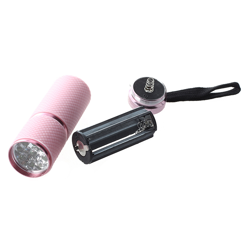 Outdoor Mini Pink Rubber Coated 9-LED Flashlight Torch