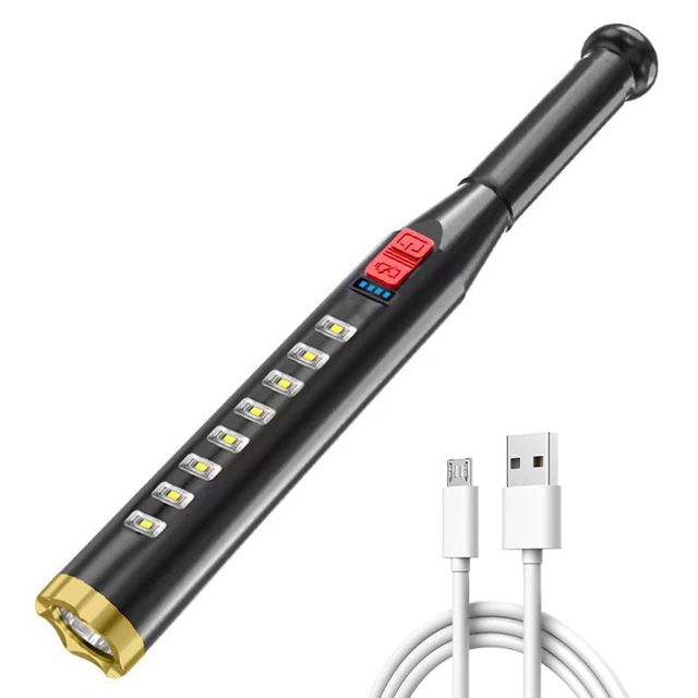 Self-Defense Baseball Bat LED Flashlightwith Baton Torch Adjustable Flare Flashlight Lamp Light USB Charge IPX6 Waterproof