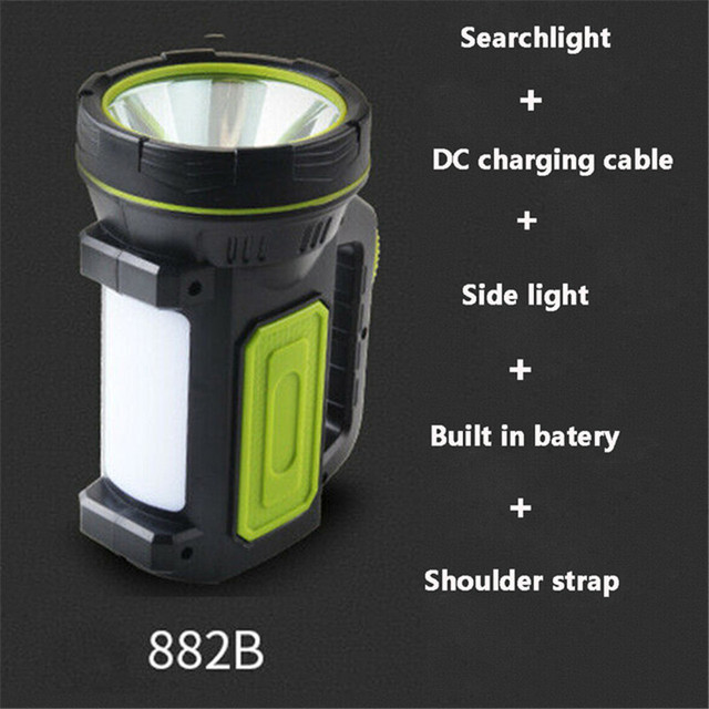Strong Searchlight LED Flashlight Powerful Torches Waterproof USB Rechargeable Spotlight Long Range Hunting Lamp With Side Light