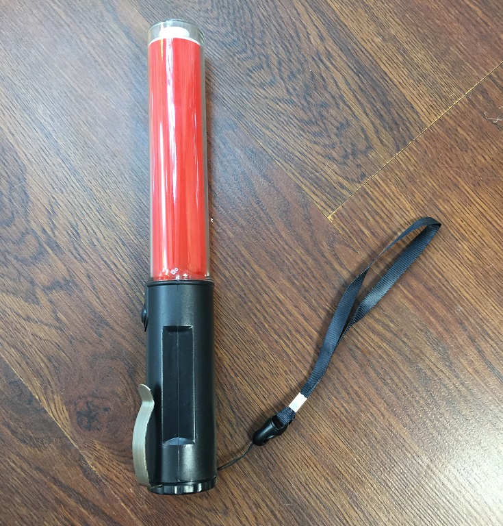 32CM Multi-function PVC Outdoor Road Traffic Baton Fire Control Fluorescent Red Flashing LED Police Safety Command Stick