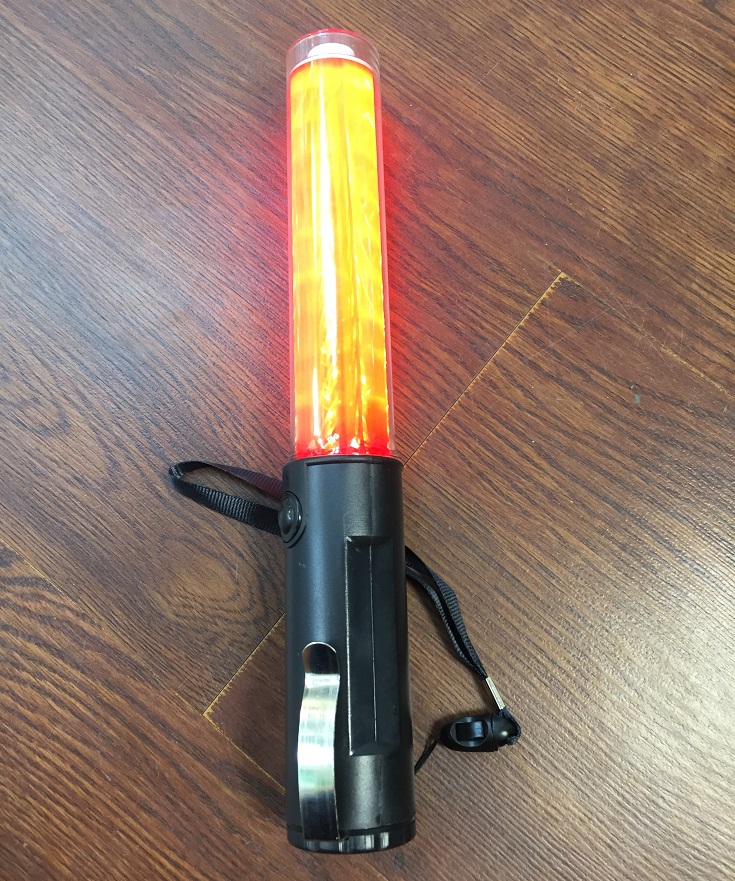32CM Multi-function PVC Outdoor Road Traffic Baton Fire Control Fluorescent Red Flashing LED Police Safety Command Stick
