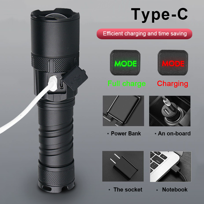 1PC Most Powerful LED Flashlight Rechargeable LED Torch Light High Power Flashlight  Tactical Lantern