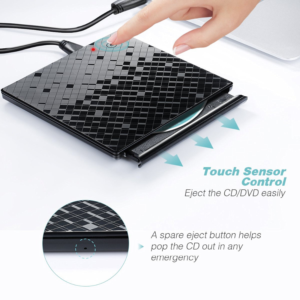 USB3.0 external touch-type recorders mobile DVD drive external DVD burner for Apple Macbook Pro Macbook Air
