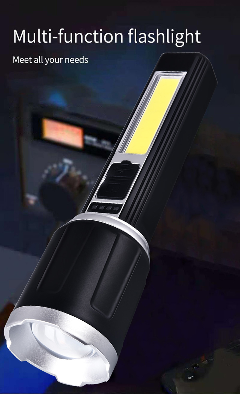 Outdoor Strong Light Led Portable Lighting Flashlight Usb Waterproof High-power Rechargeable Adjustable Focus Camping Adventure