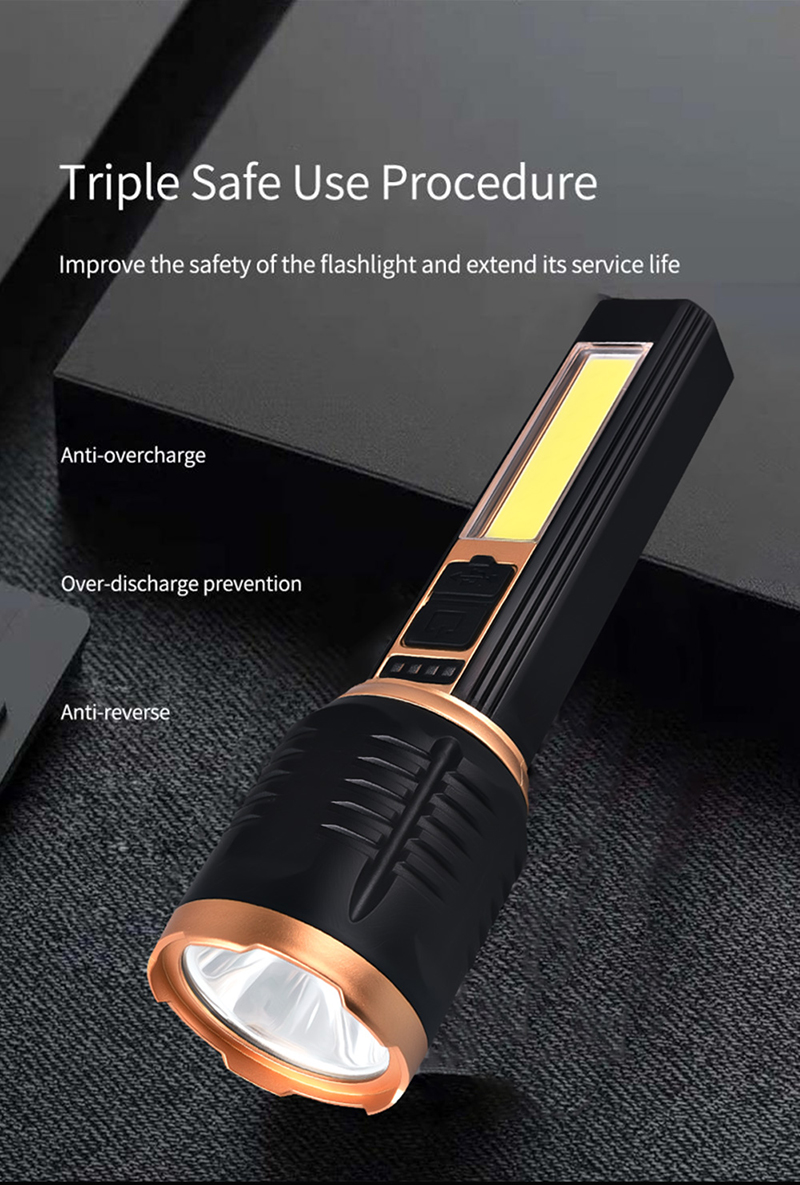 Outdoor Strong Light Led Portable Lighting Flashlight Usb Waterproof High-power Rechargeable Adjustable Focus Camping Adventure