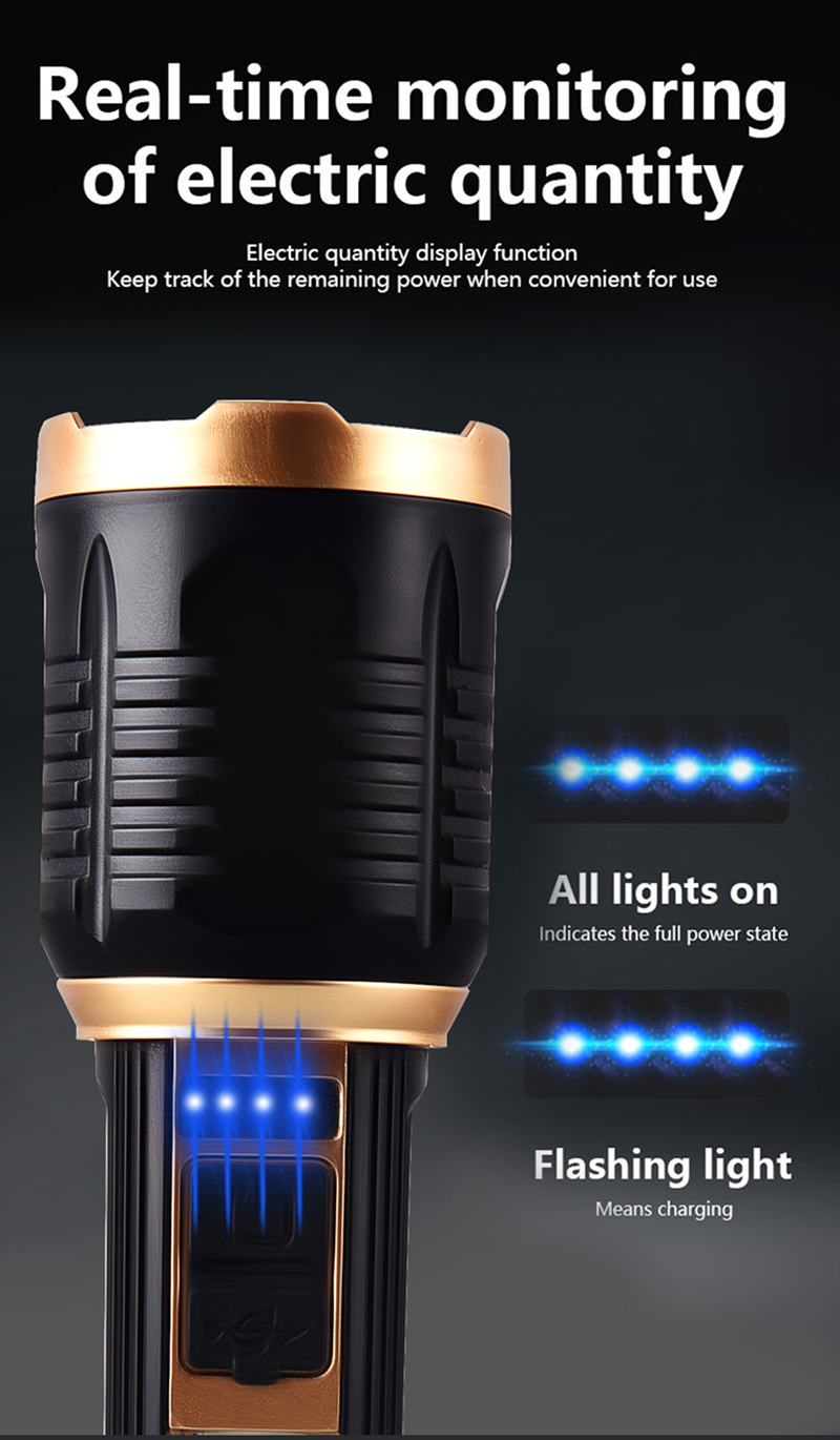 Outdoor Strong Light Led Portable Lighting Flashlight Usb Waterproof High-power Rechargeable Adjustable Focus Camping Adventure