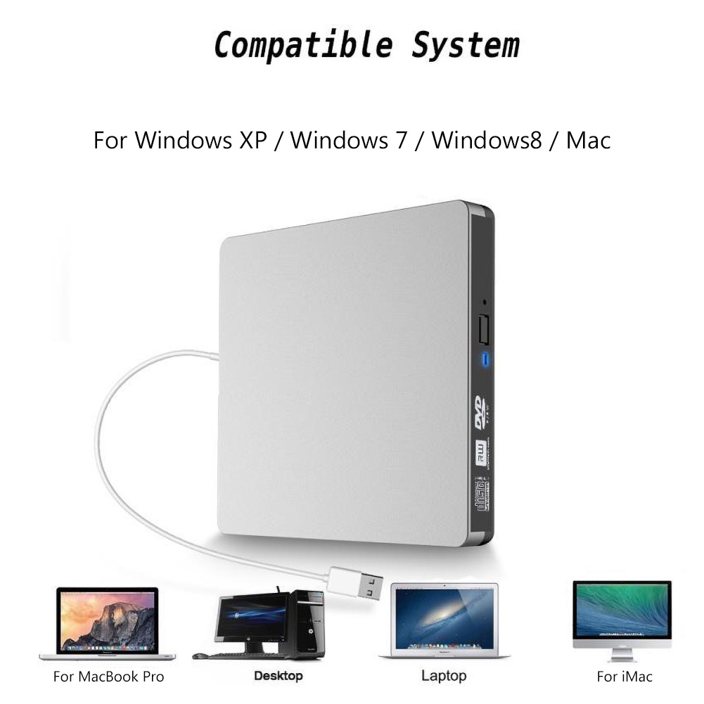 Other Computer Accessories USB 3.0 External DVD Burner Writer Recorder DVD RW Optical Drive CD/DVD ROM Player MAC OS Windows XP/7/8/10 ABS Plastic Material