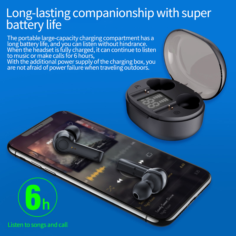 D4 Wireless Earphone Touch Control Stereo Music BT 5.1 Headphone With Microphone LED Digital Display Gaming Headset