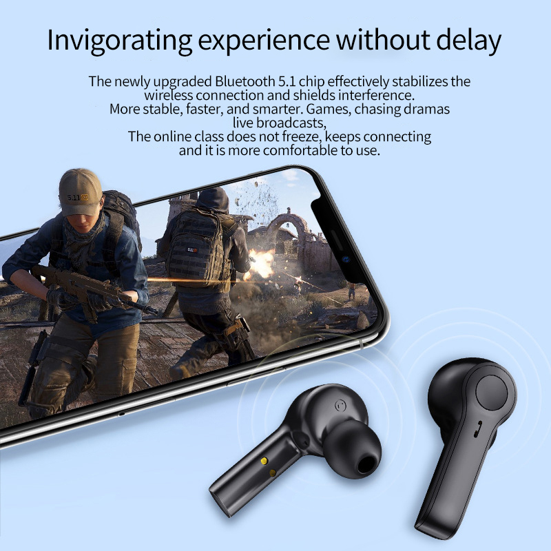 D4 Wireless Earphone Touch Control Stereo Music BT 5.1 Headphone With Microphone LED Digital Display Gaming Headset