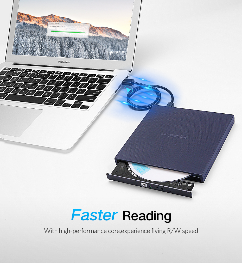 USB Optical Drive External USB 2.0 CD/DVD-ROM Combo DVD RW ROM Burner for Laptop Windows/Mac OS USB DVD Drive