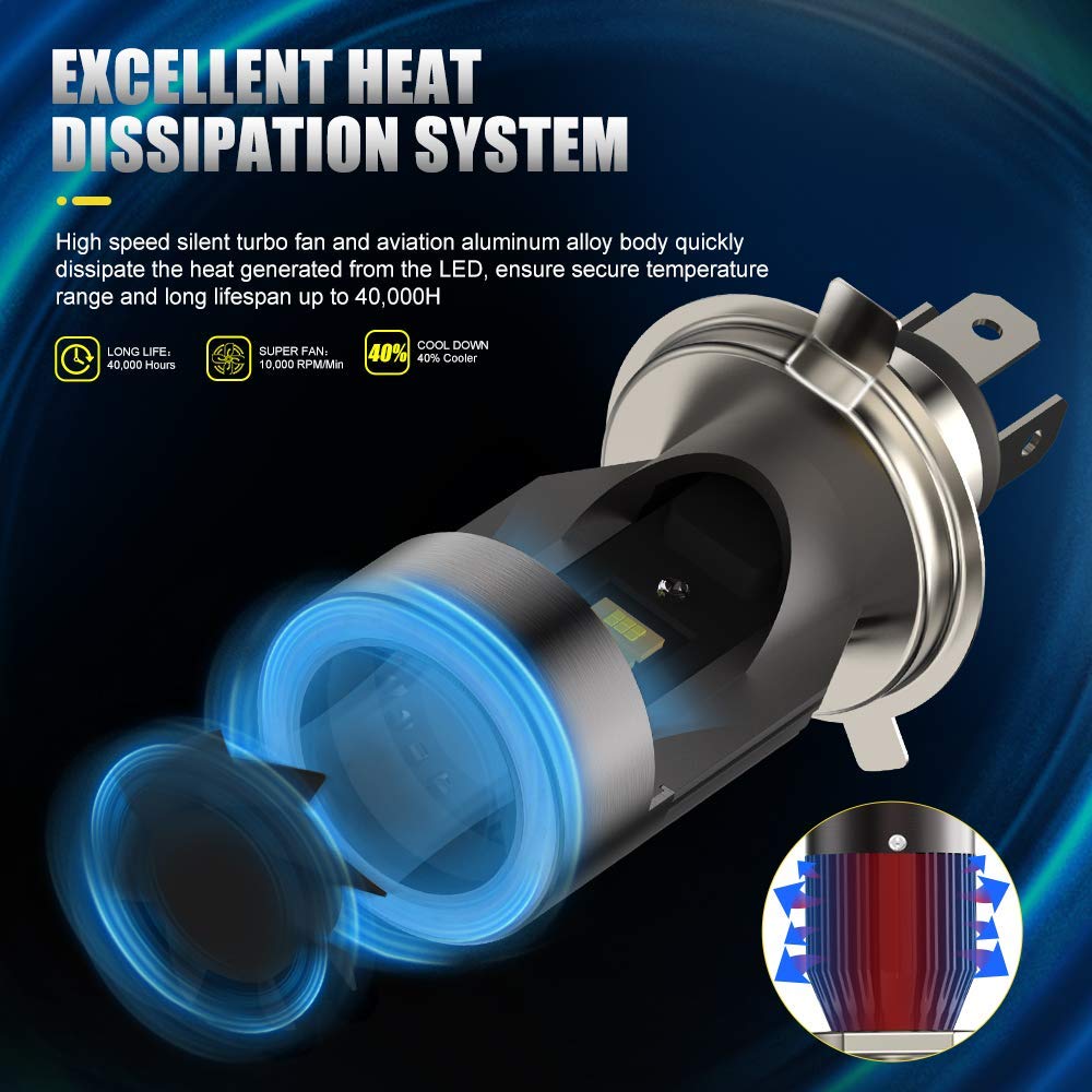 1pcs halo ring LED H4 Car Headlight Bulb HS1 P43T Plug&play Hi-low Motorcycle Auto Scooter lamp Angel Eye White 6000K 12/24V