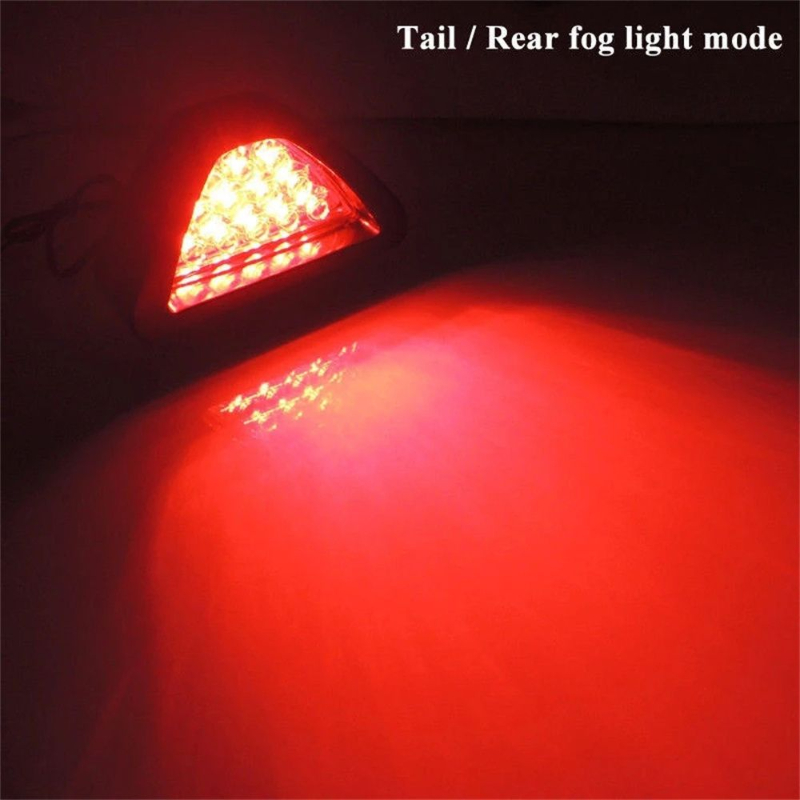 1pc Universal Brake Signal Lamp F1 Style Triangle Sporty 12LED Rear Fog Light Tail Third Brake Lamp  DRL Car Accessories