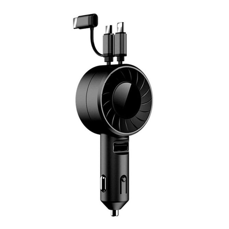 One For Three Retractable Car Mobile Phone Charger Usb Fast Charging Data Cable Portable Car Cigarette Lighter B8S1
