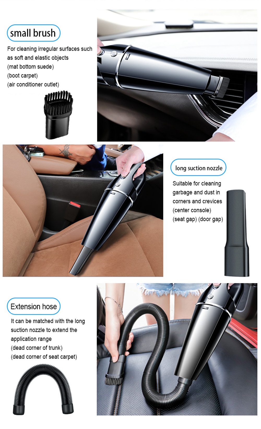 20000Pa Portable Handheld Vaccum Cleaners 120W High Power Suction Wireless Vacuum Cleaner For Car Home Office