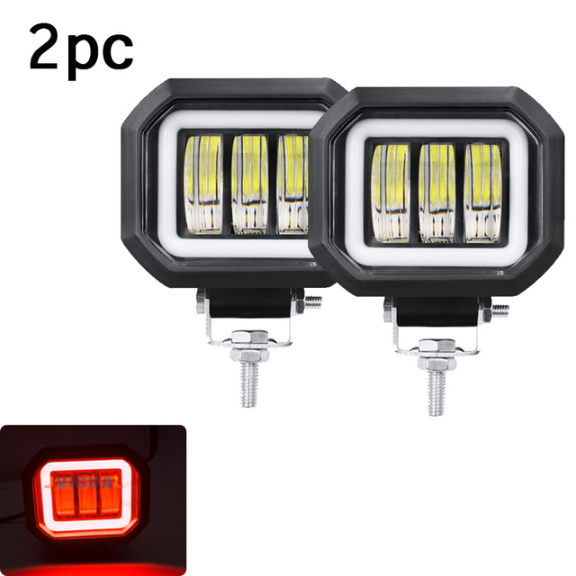 2pcs 30W Round Square Led Work Light Angel Eyes Light Bar Spot Light Offroad Motorcycle Car Boat Atv Led Work Light