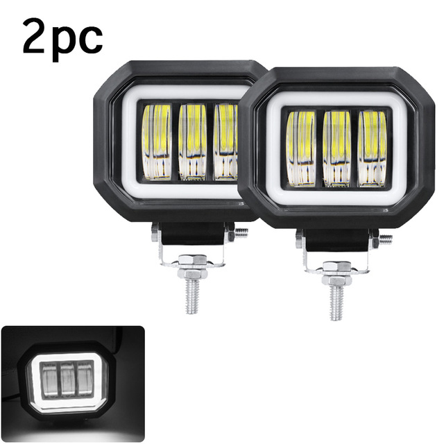 2pcs 30W Round Square Led Work Light Angel Eyes Light Bar Spot Light Offroad Motorcycle Car Boat Atv Led Work Light
