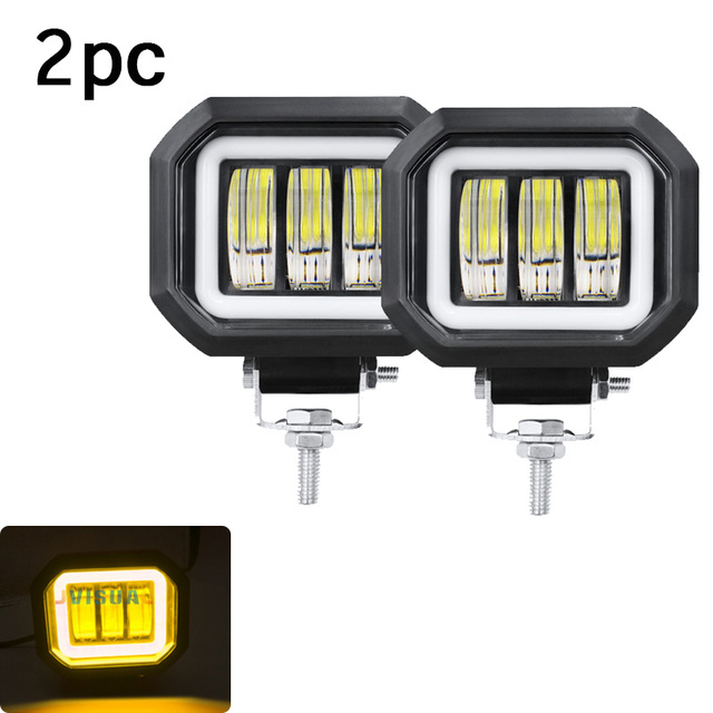 2pcs 30W Round Square Led Work Light Angel Eyes Light Bar Spot Light Offroad Motorcycle Car Boat Atv Led Work Light