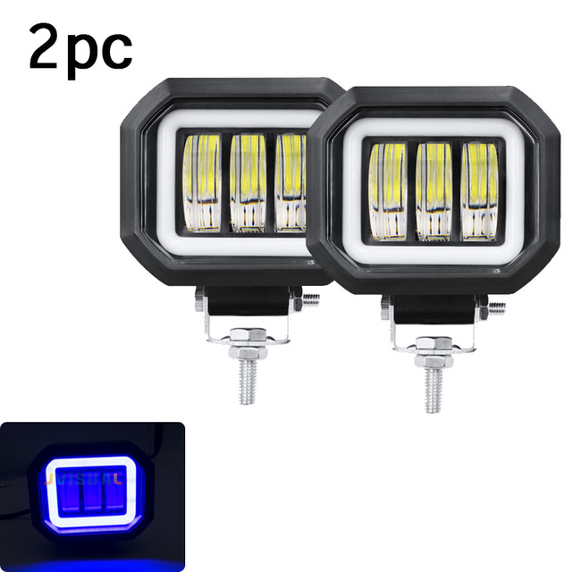 2pcs 30W Round Square Led Work Light Angel Eyes Light Bar Spot Light Offroad Motorcycle Car Boat Atv Led Work Light