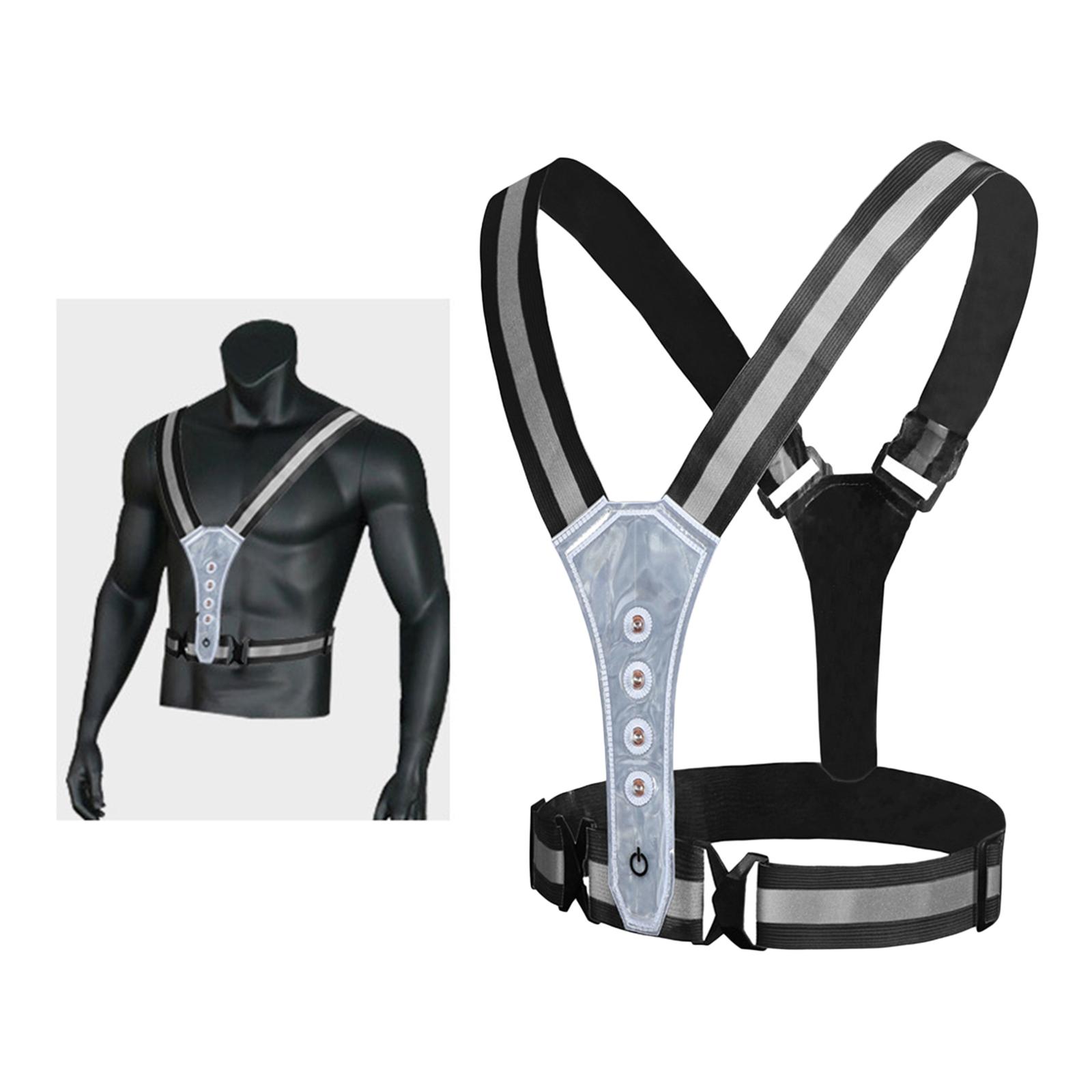 3 Modes LED Reflective Running Vest Glowing Reflector Straps Safety Gear for